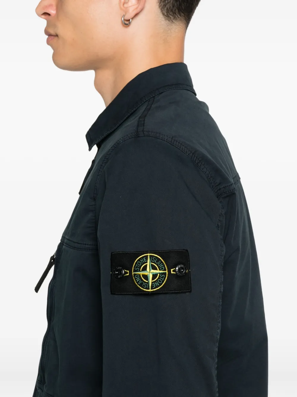 Stone Island Shirtjack met rits en zak Blauw