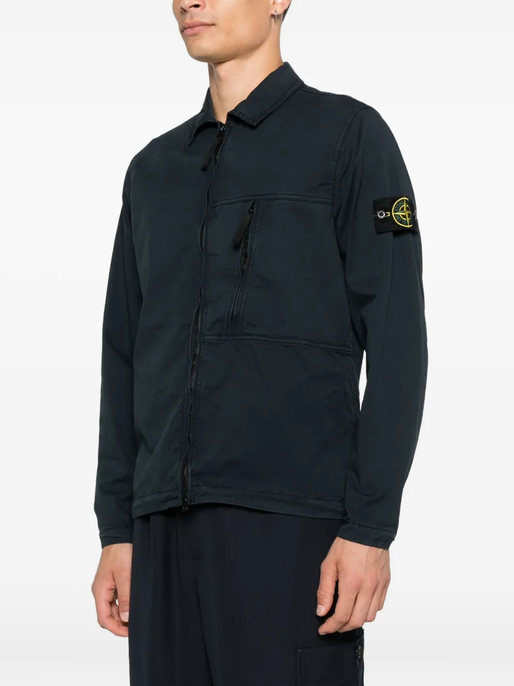 Stone Island Shirtjack met rits en zak Blauw
