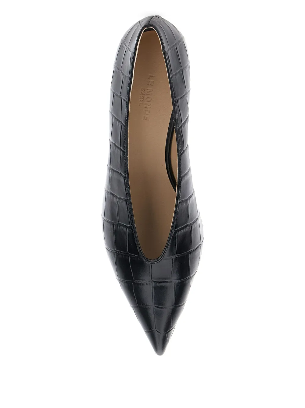Le Monde Beryl Babouche 40 Crocodile-effect Leather Pumps In Black