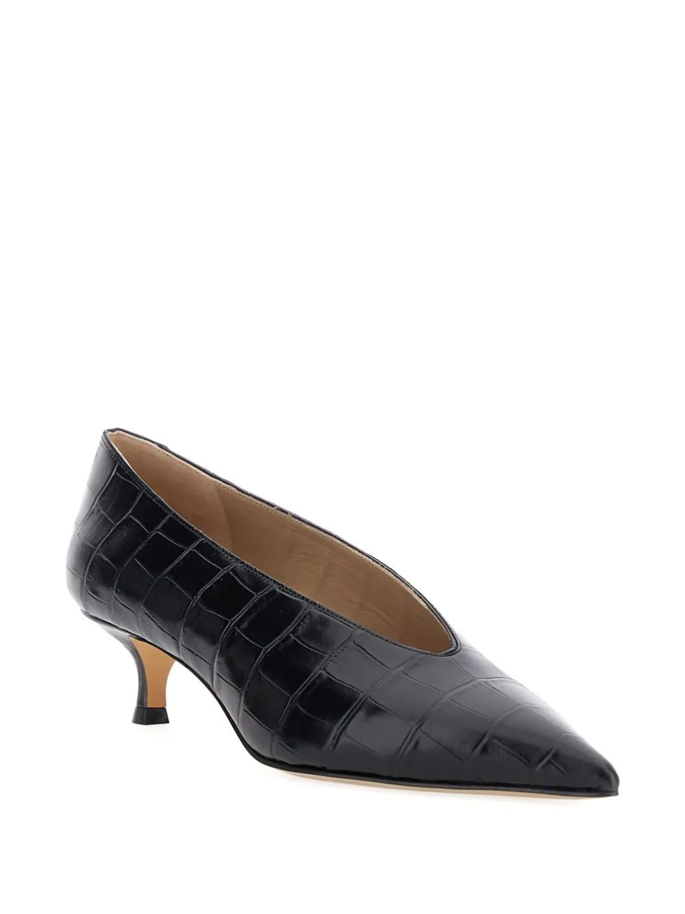 Le Monde Beryl Babouche 40 Crocodile-effect Leather Pumps In Black
