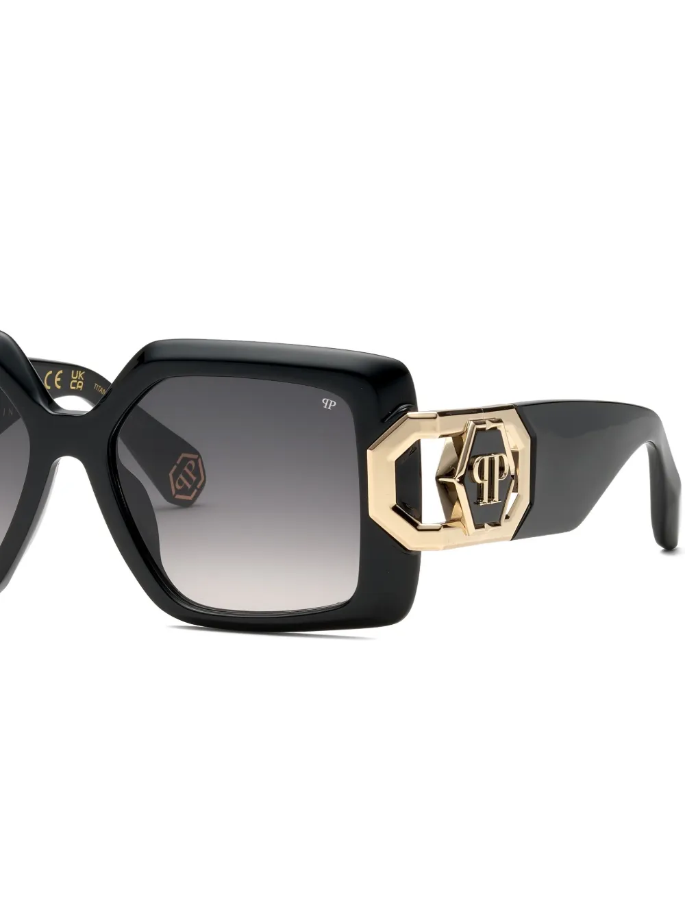 Philipp Plein Eyewear Zonnebril met vierkant montuur en logo Zwart