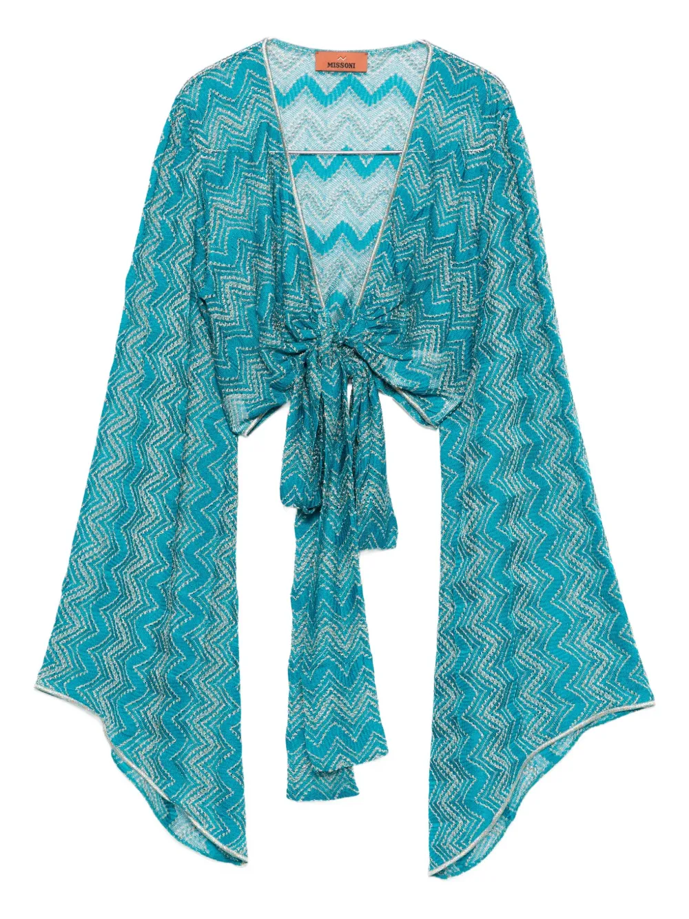 Missoni Zig-zag Print Tie-front Top In Blue