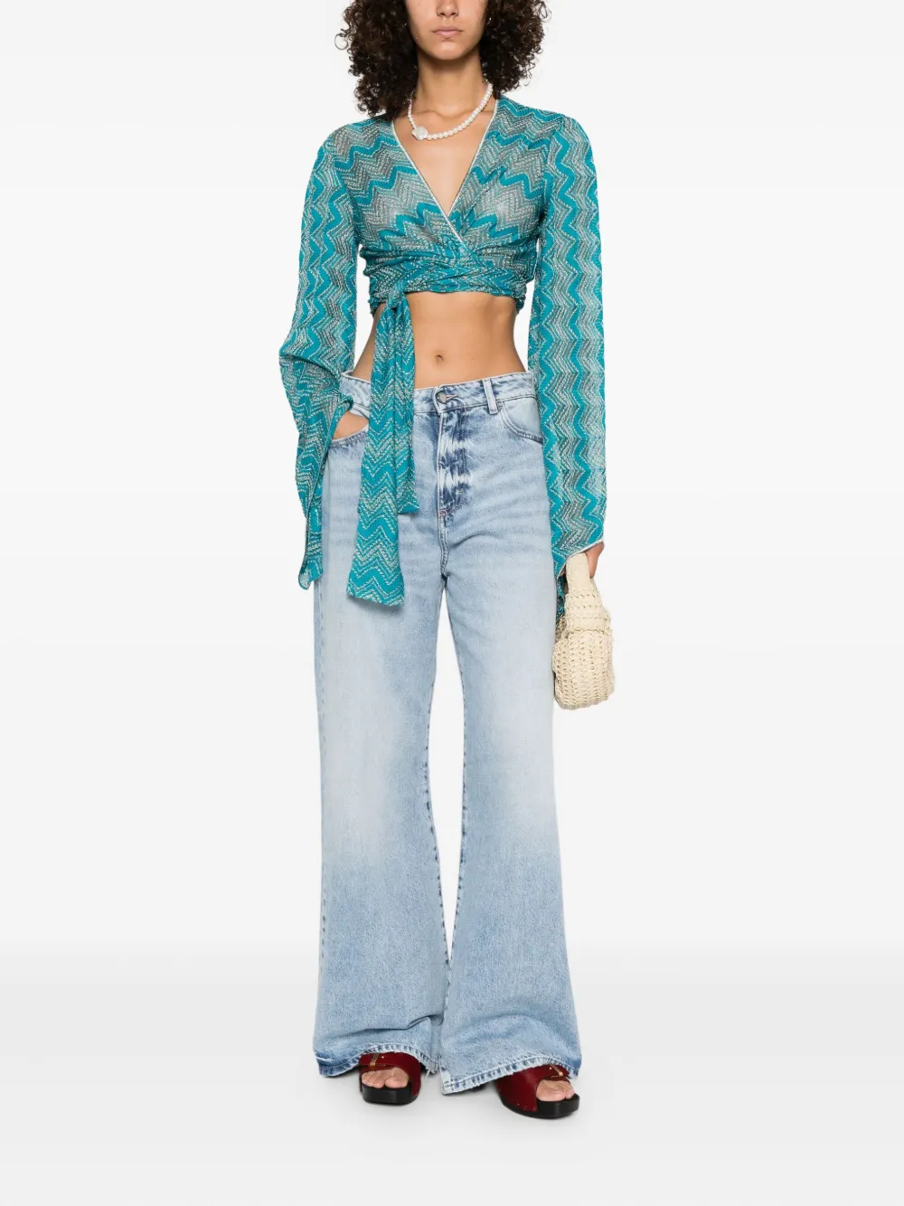 Missoni Top met zigzag-print en gestrikte voorkant - Blauw