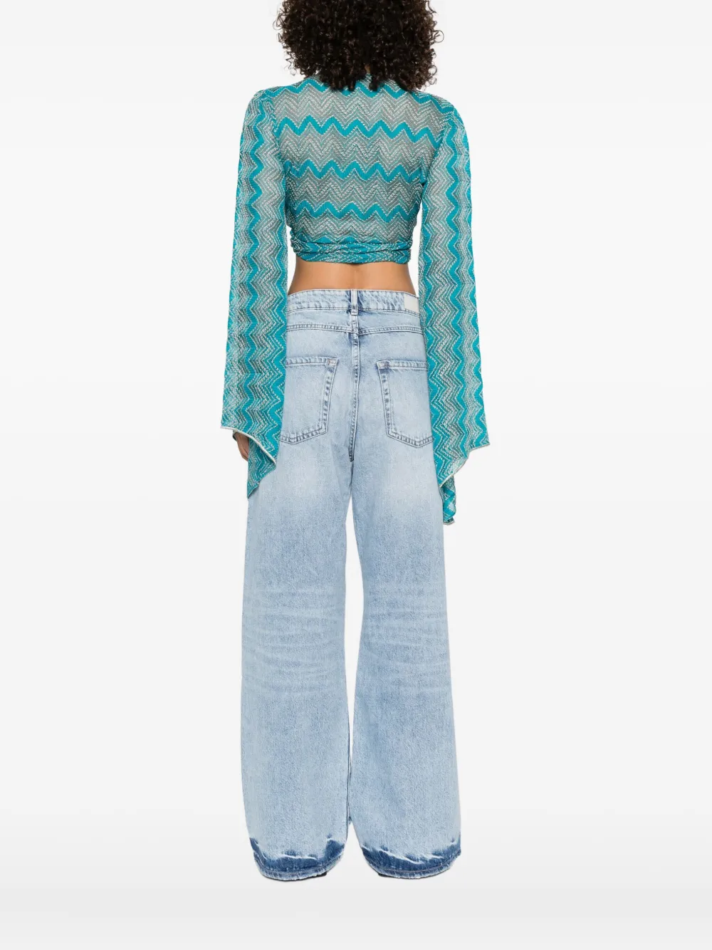Missoni Top met zigzag-print en gestrikte voorkant Blauw