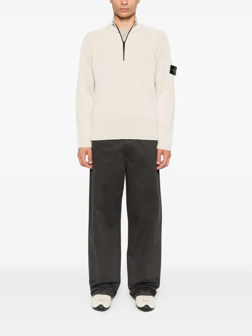Stone Island ribbed zip-neck sweater | Knitted Sweaters | Image 2