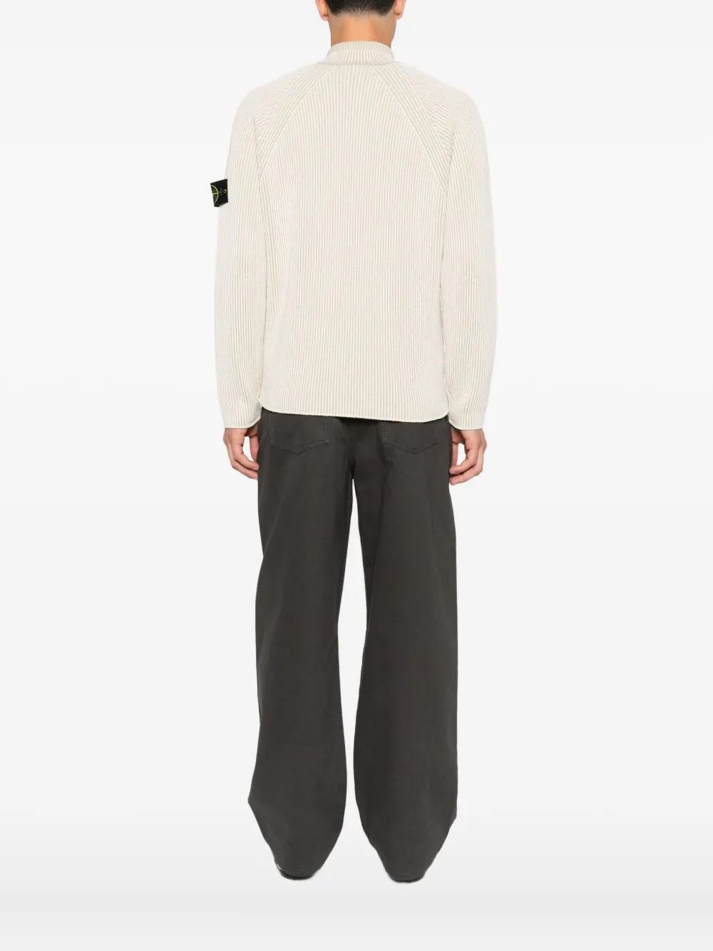 Stone Island Geribbelde trui met ritshals Beige