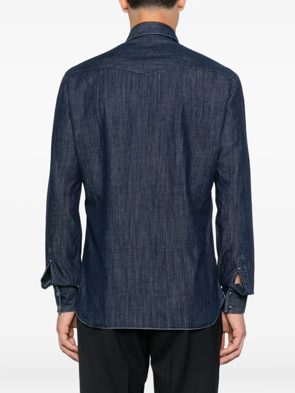 Barba Napoli Mare Denim overhemd met klepzakken Blauw