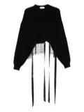 Alberta Ferretti beaded-fringe ribbon-detail sweater - Black