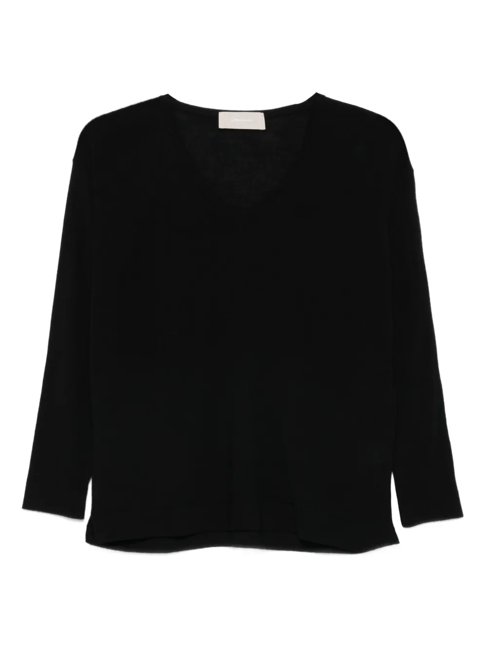 Drumohr v-neck three-quarter sleeve top | Black | Image 1