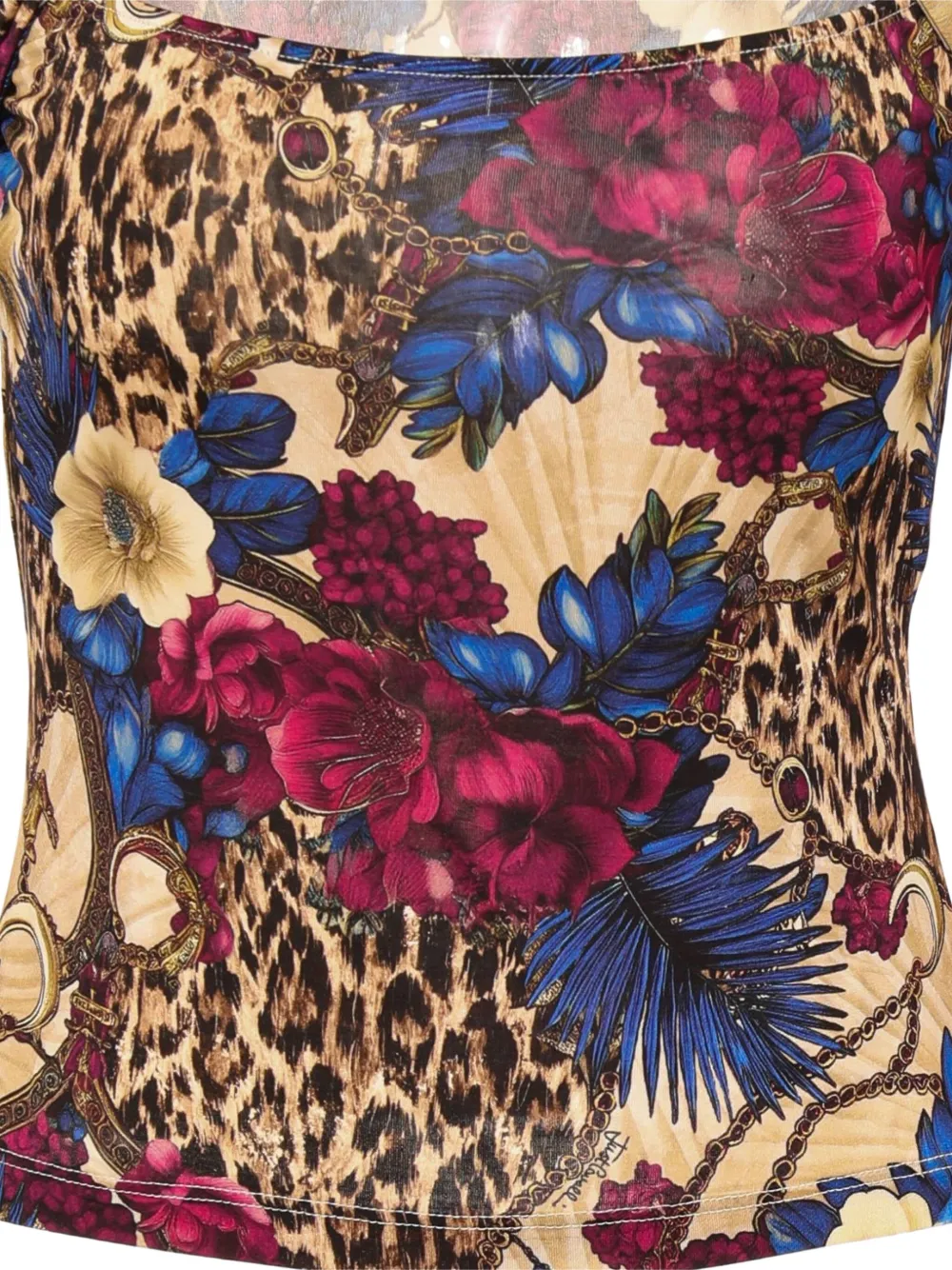 Just Cavalli Mix-print Keyhole Top In Multi