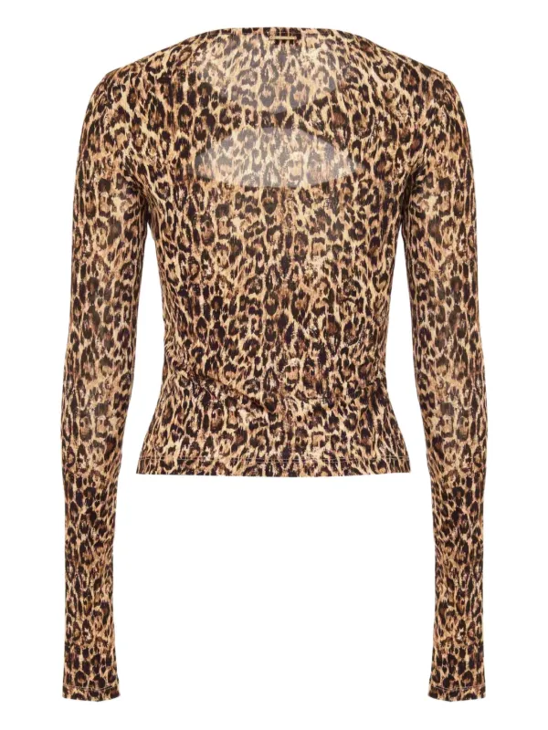 Just Cavalli leopard-print twist-detail Top | Brown | FARFETCH