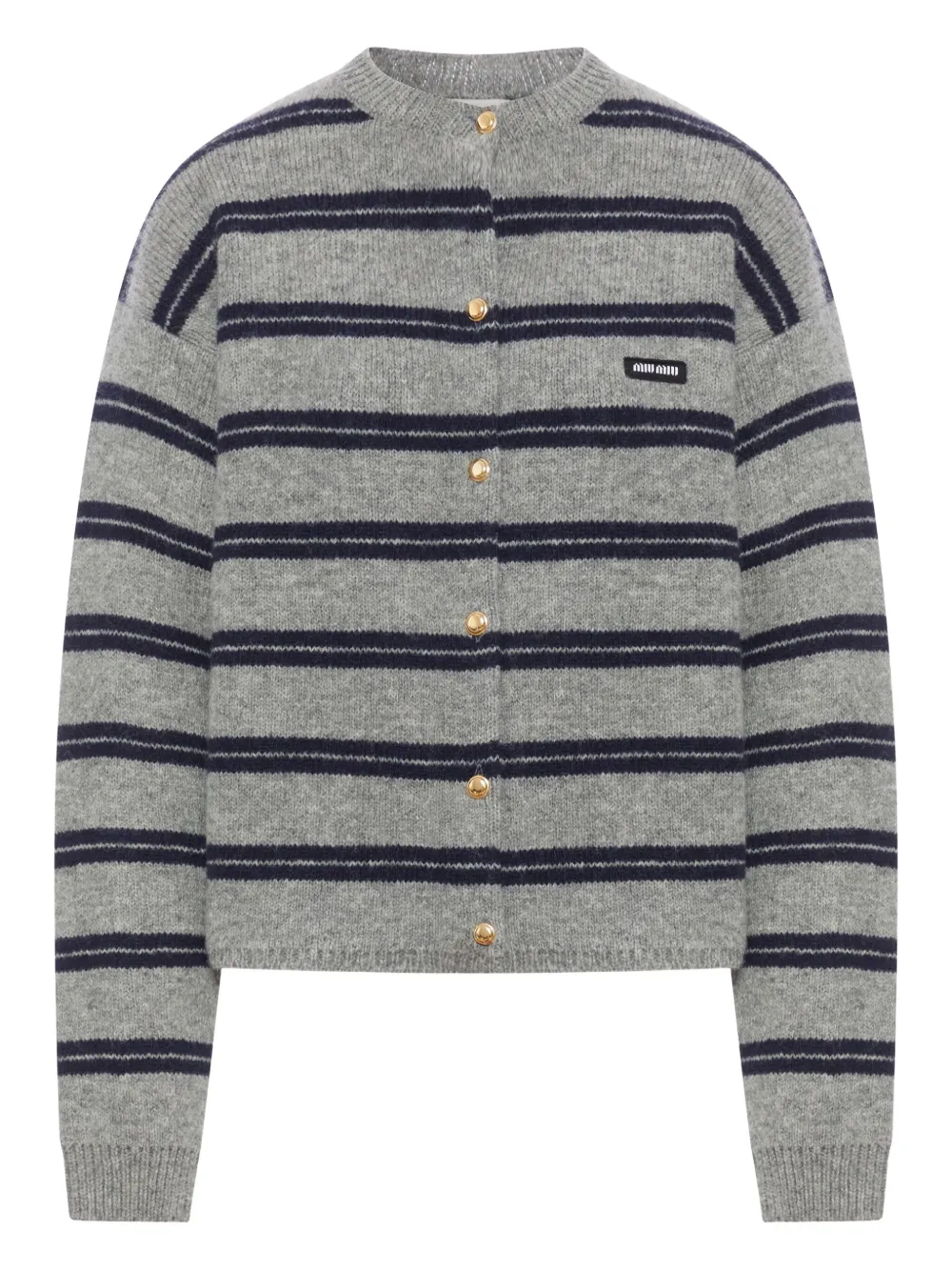 Miu striped-pattern cardigan Grijs