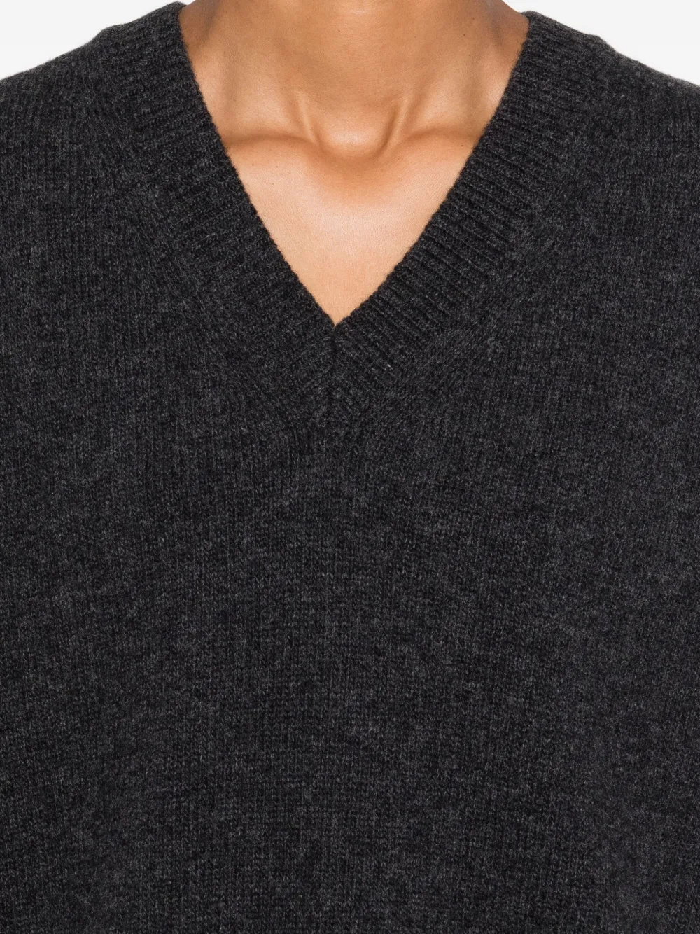 Monochrome V-neck Wool Sleeveless Vest In Gray