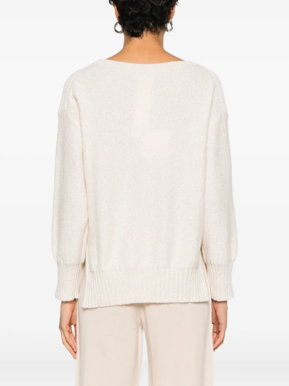 Monochrome Ennio Sequin Crewneck Sweater In Neutral
