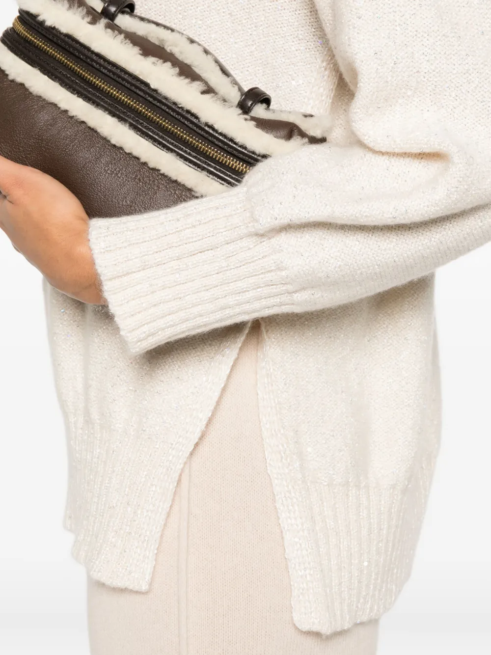 Monochrome Ennio Sequin Crewneck Sweater In Neutral