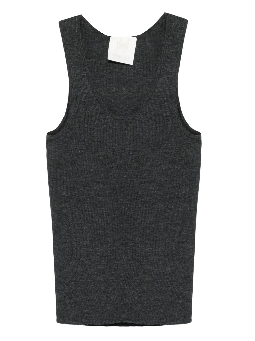 Monochrome Ribbed Wool Top In Black
