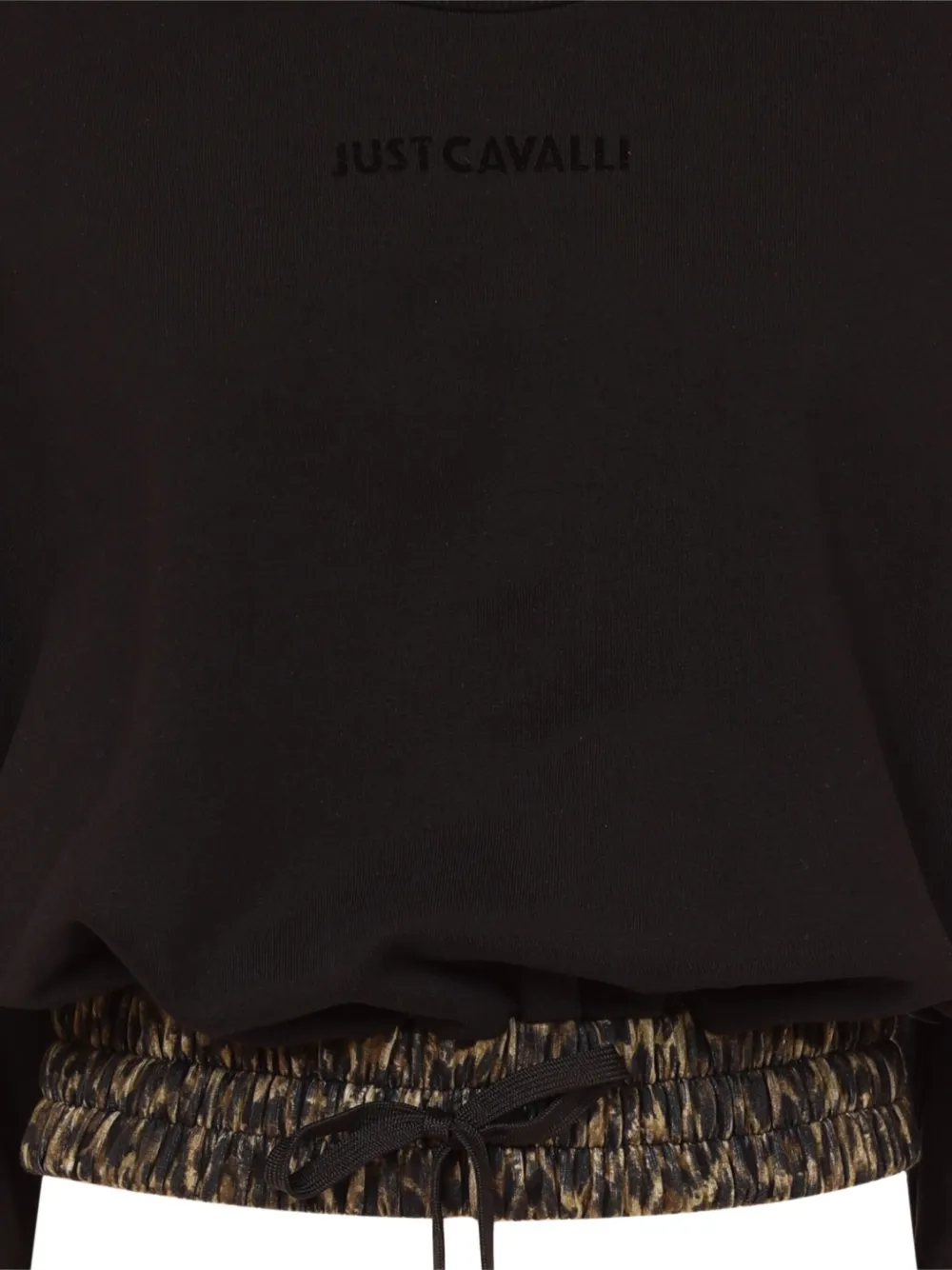 Just Cavalli Drawstring Leopard-print Sweatshirt In Black