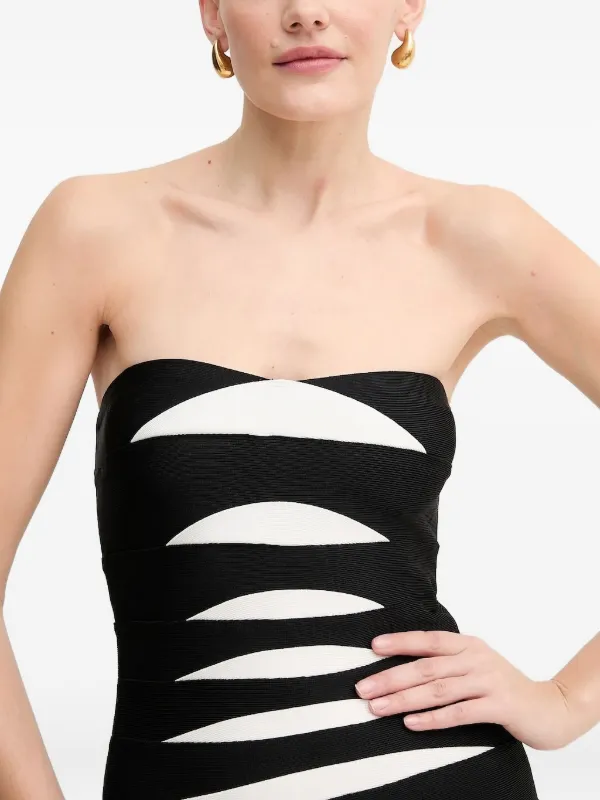 herve leger dress black and white Herv Lger The Iris Gown Herv Lger is known as the pioneer of flattering body Herve Leger Black and Cream