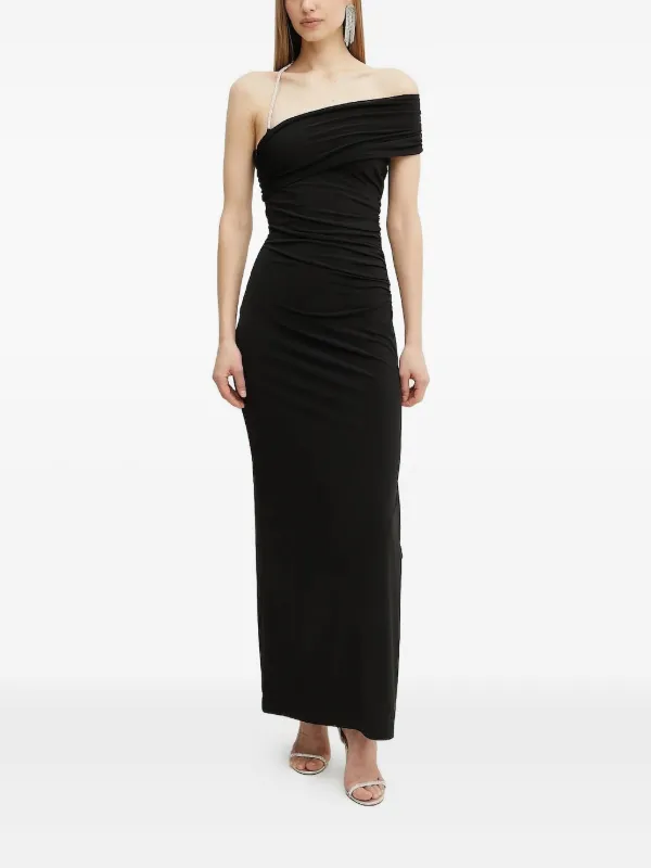 herve leger one shoulder dress Herve Leger Iconic Dagny Bandage One Shoulder Mini Dress in Carbon Combo  Blue S