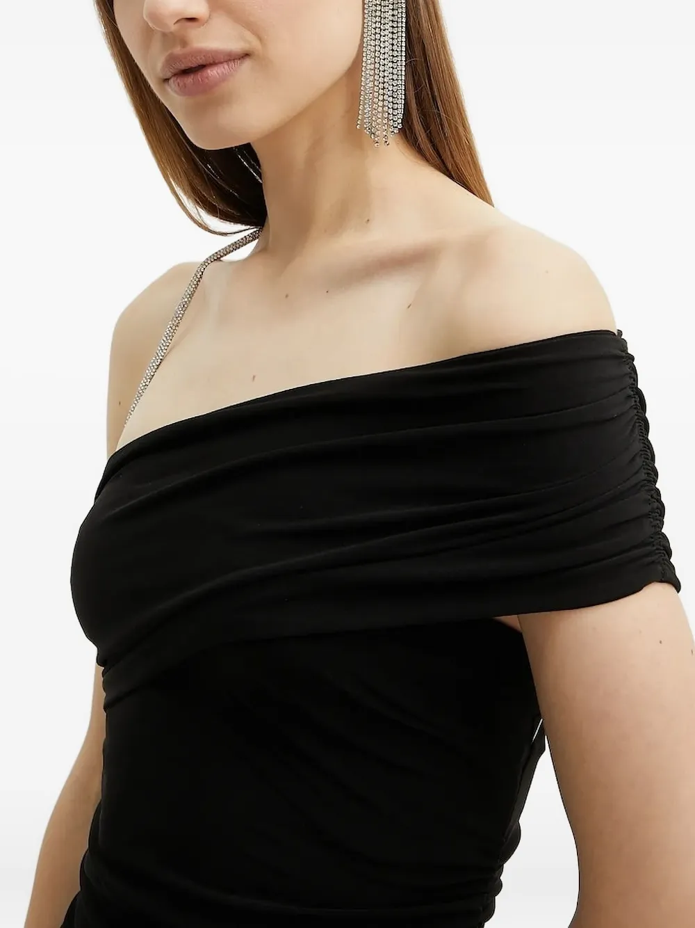 Herve Leger Olivia Crystal-embellished One-shoulder Maxi Dress In Black
