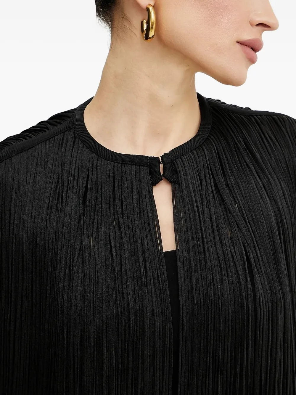Herve Leger Fringe-detail Blouse In Black