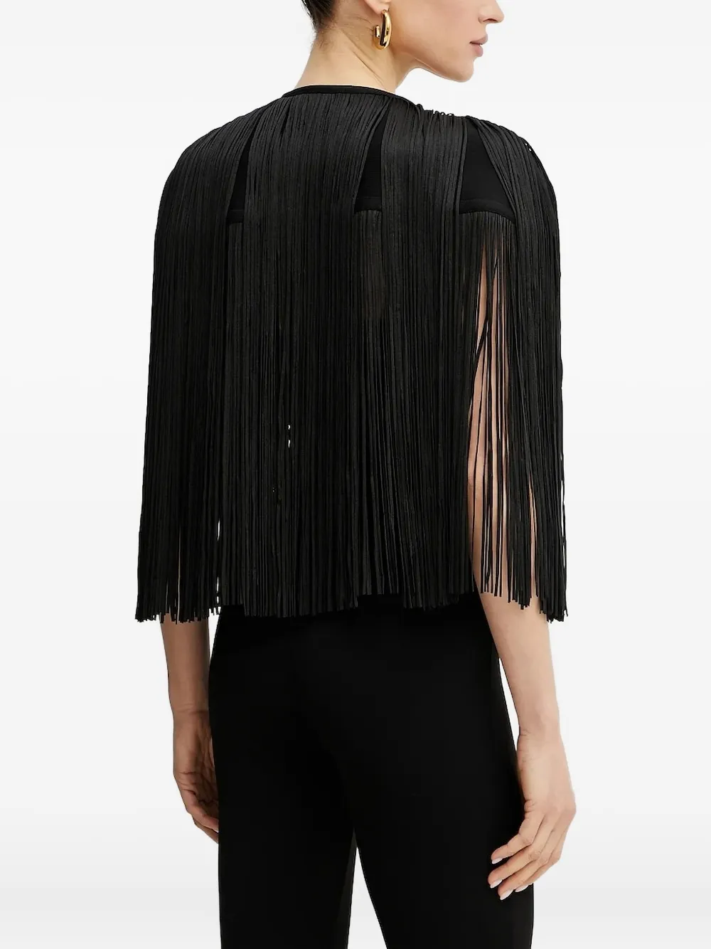 Hervé Léger Blouse met franje - Zwart