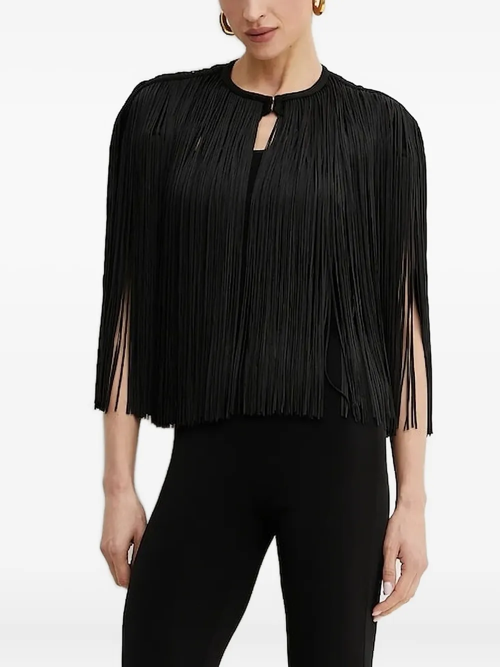 Herve Leger Fringe-detail Blouse In Black