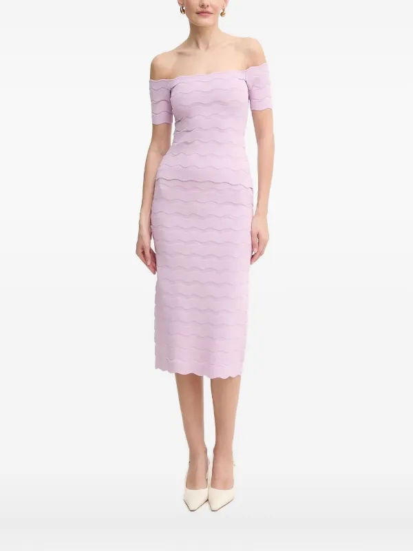 bodycon off the shoulder midi dress Bare Body Off-Shoulder Midi Dress – Naked Wardrobe