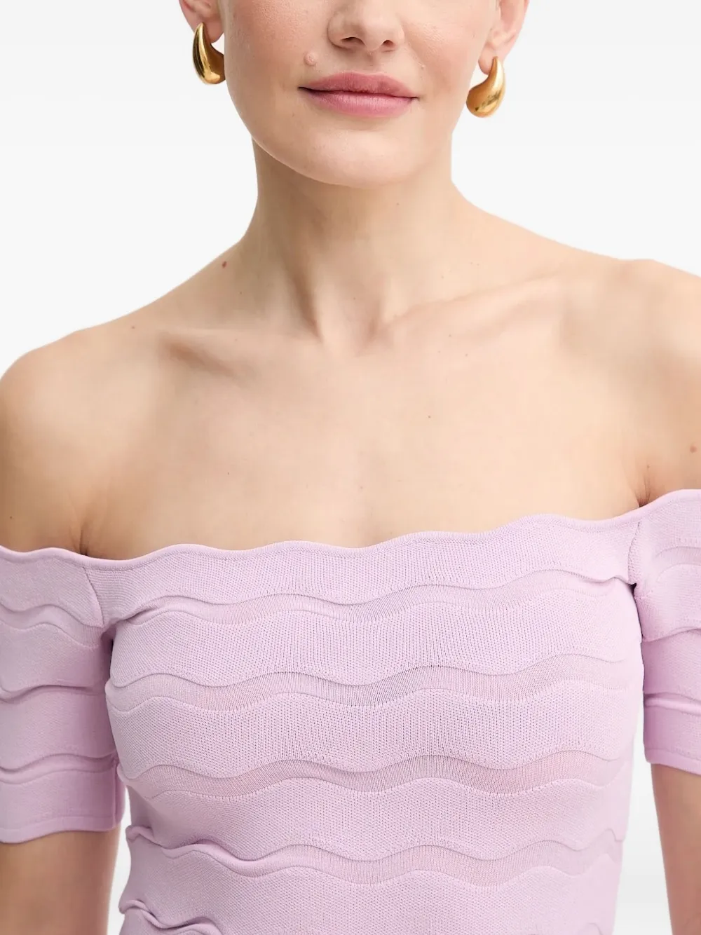 Hervé Léger Off-shoulder top met textuur Paars