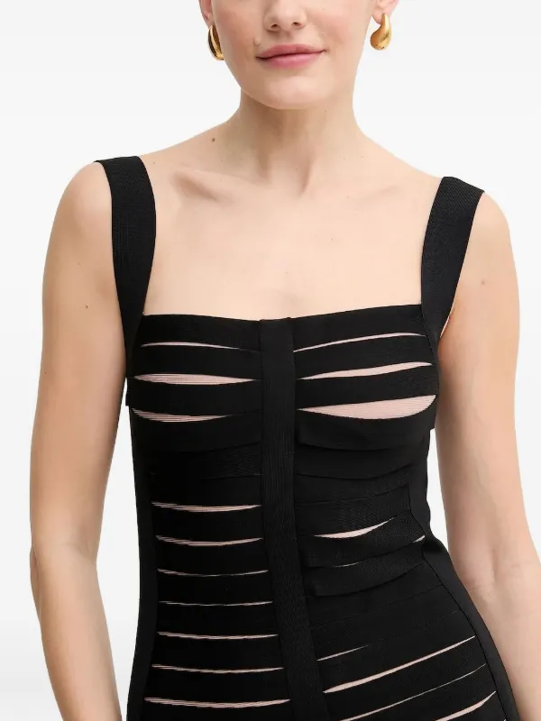 Hervé Léger Bandage Fringed Dress | Black