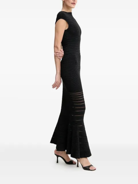Hervé Léger ribbed fishtail midi party dress