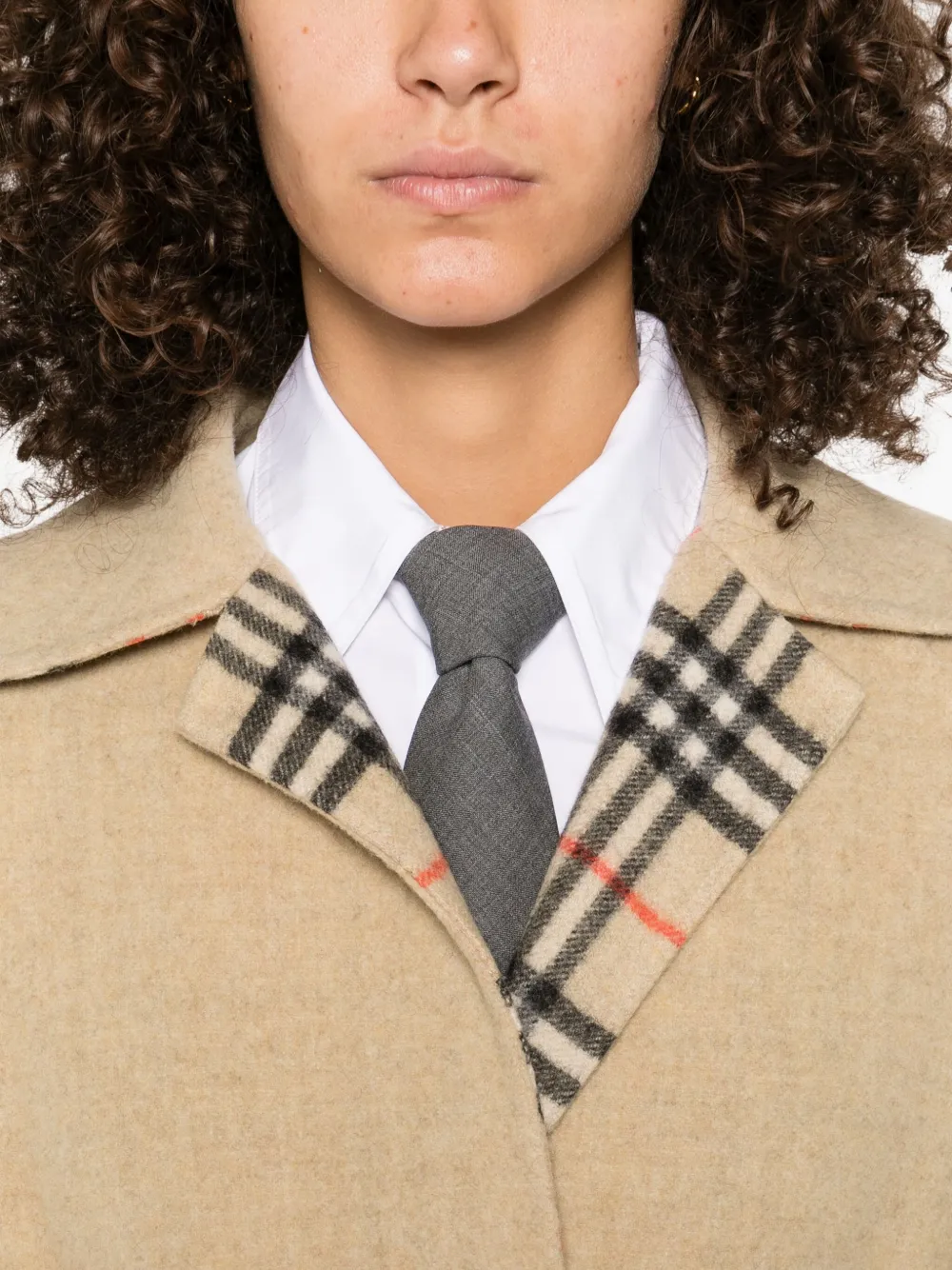 Burberry check-lined belted coat Beige