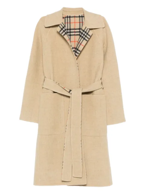 Burberry check-lined belted coat