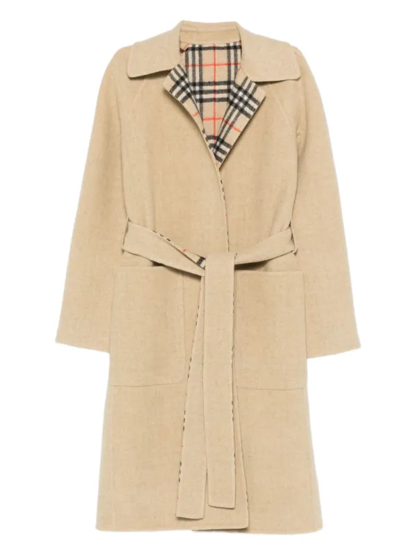 Burberry Reversible Wool Wrap Coat in Neutrals