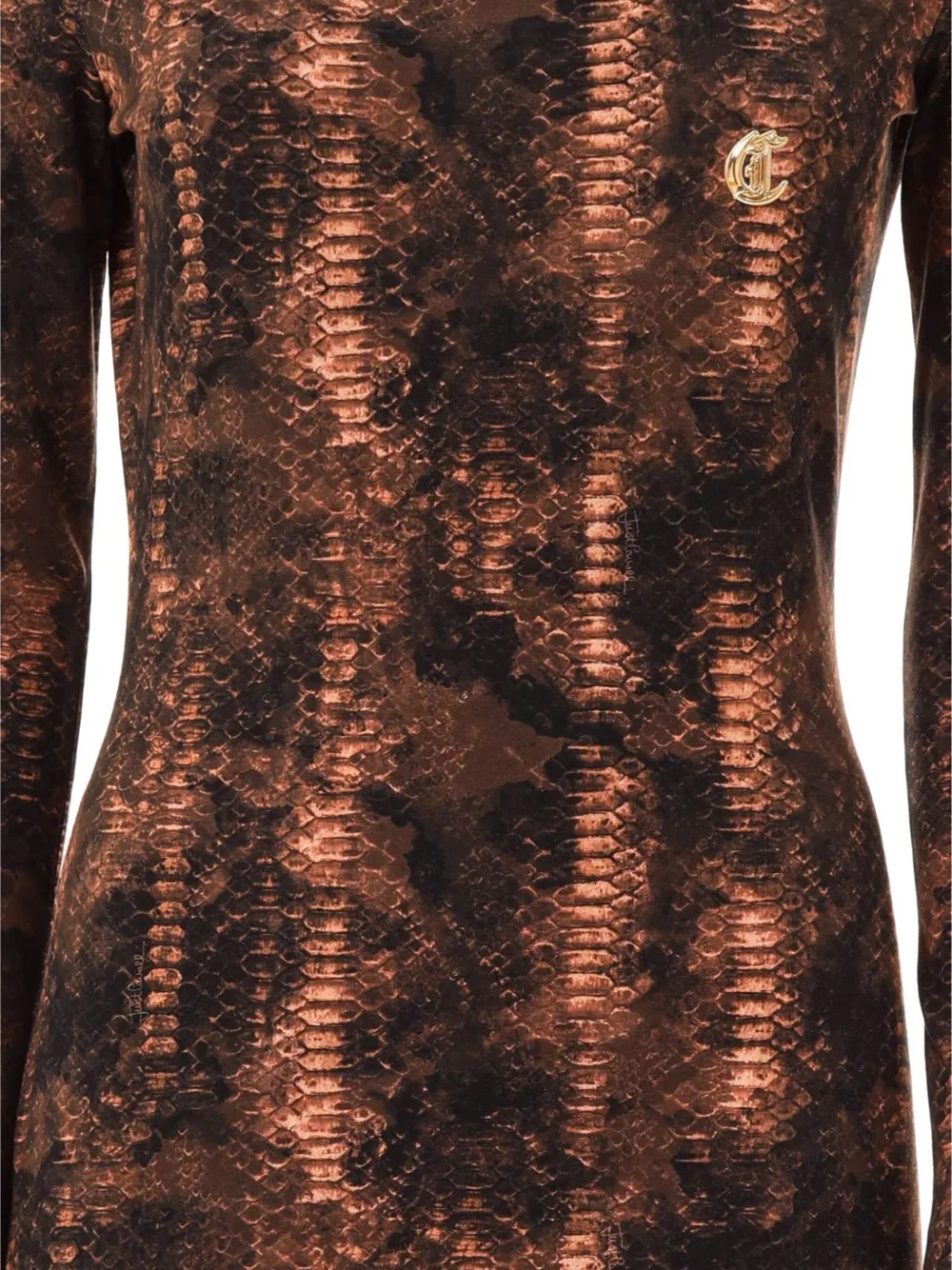Just Cavalli Mini-jurk met slangenprint en lange mouwen Bruin