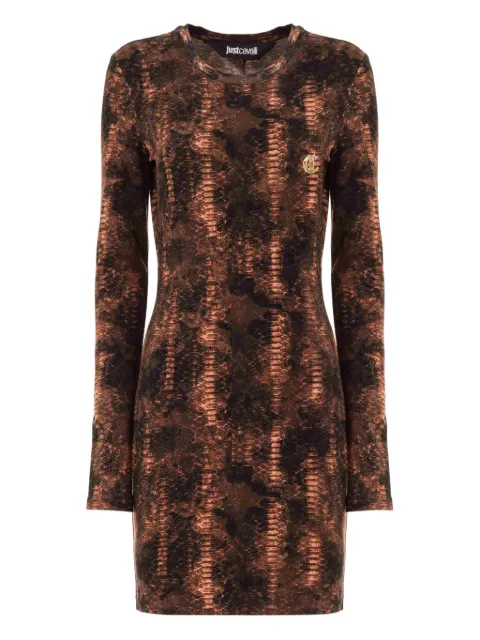 Just Cavalli snakeskin-print long-sleeve mini dress