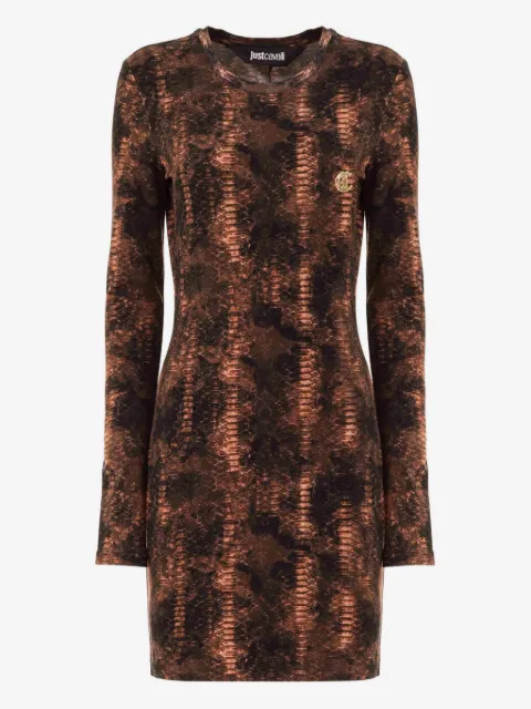 Just Cavalli vestido corto manga larga con estampado de piel de serpiente
