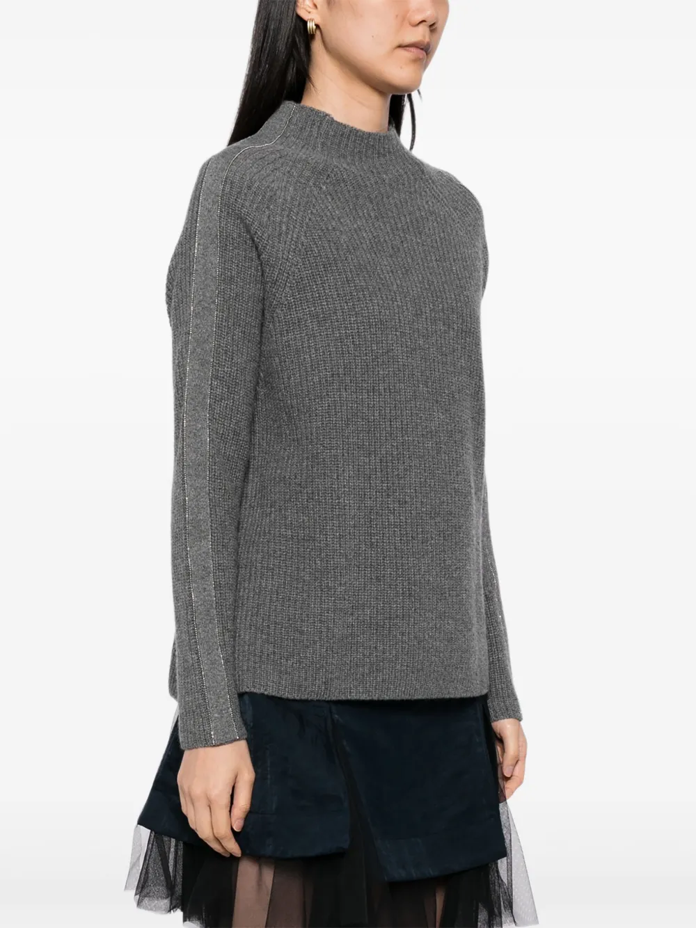 N.Peal Trui met metalen afwerking Grijs