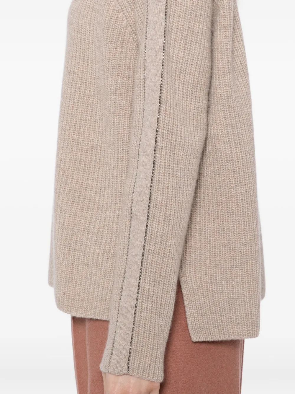 N.Peal Trui met trechterhals Beige