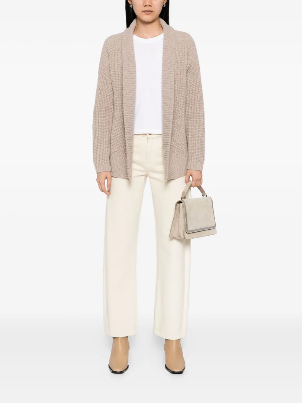 N.Peal Vest met mosstiksel Beige