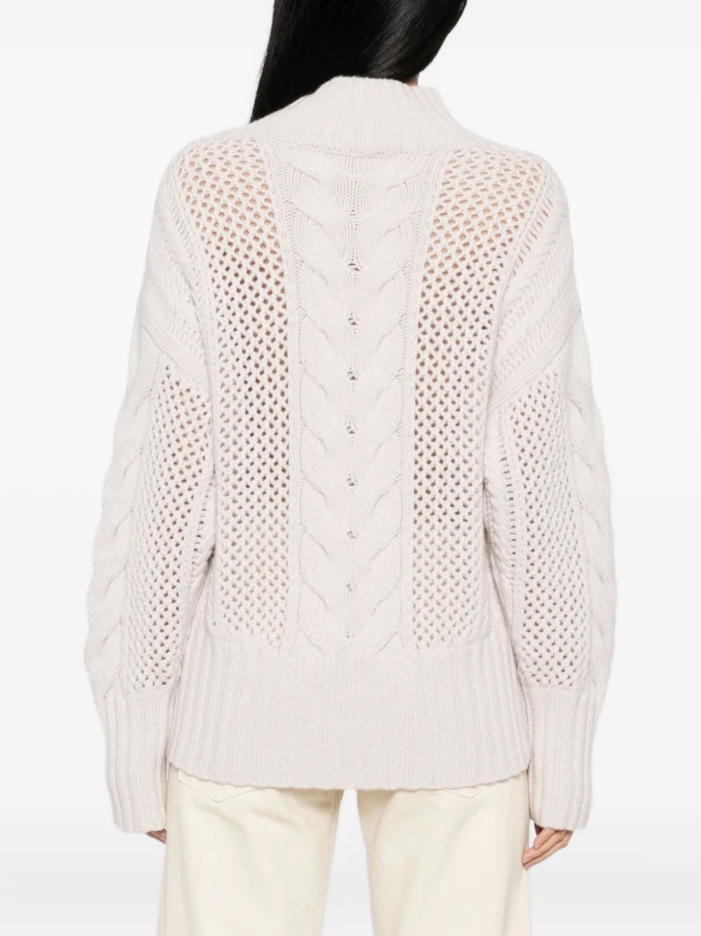 N.Peal Kabelgebreide trui met col Beige