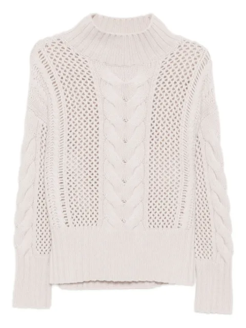N.Peal mock-neck cable sweater