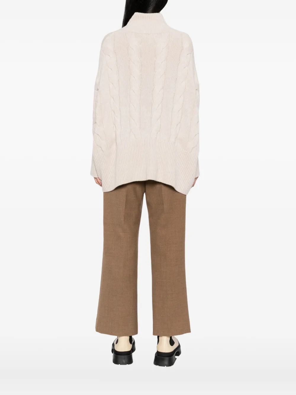 N.Peal Kabelgebreide trui Beige