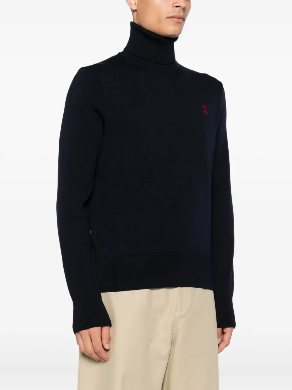 AMI Paris Coltrui met geborduurd hart Blauw