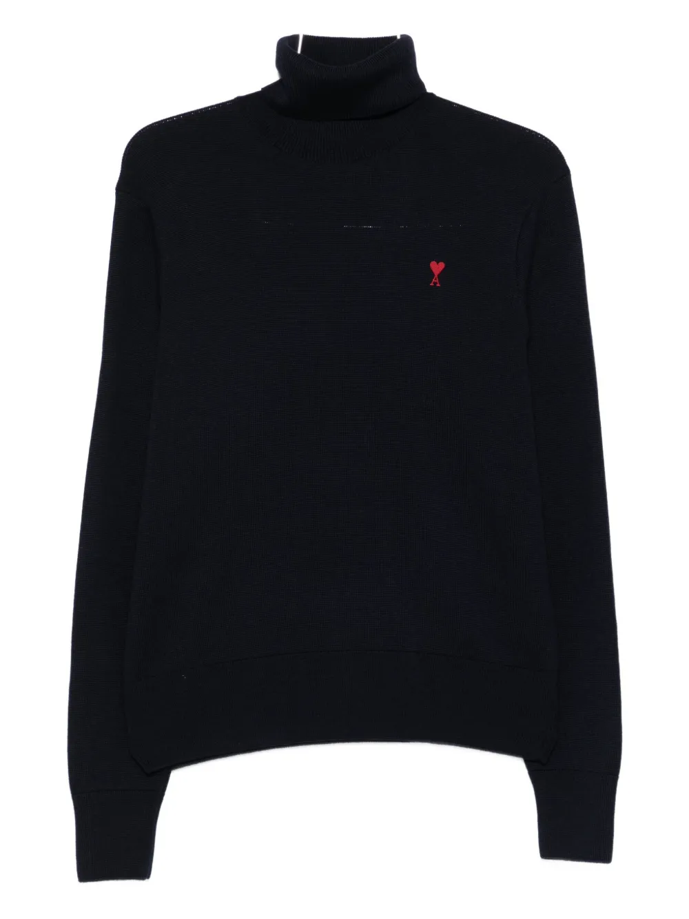Ami Alexandre Mattiussi Heart-embroidered Turtleneck Sweater In Blue