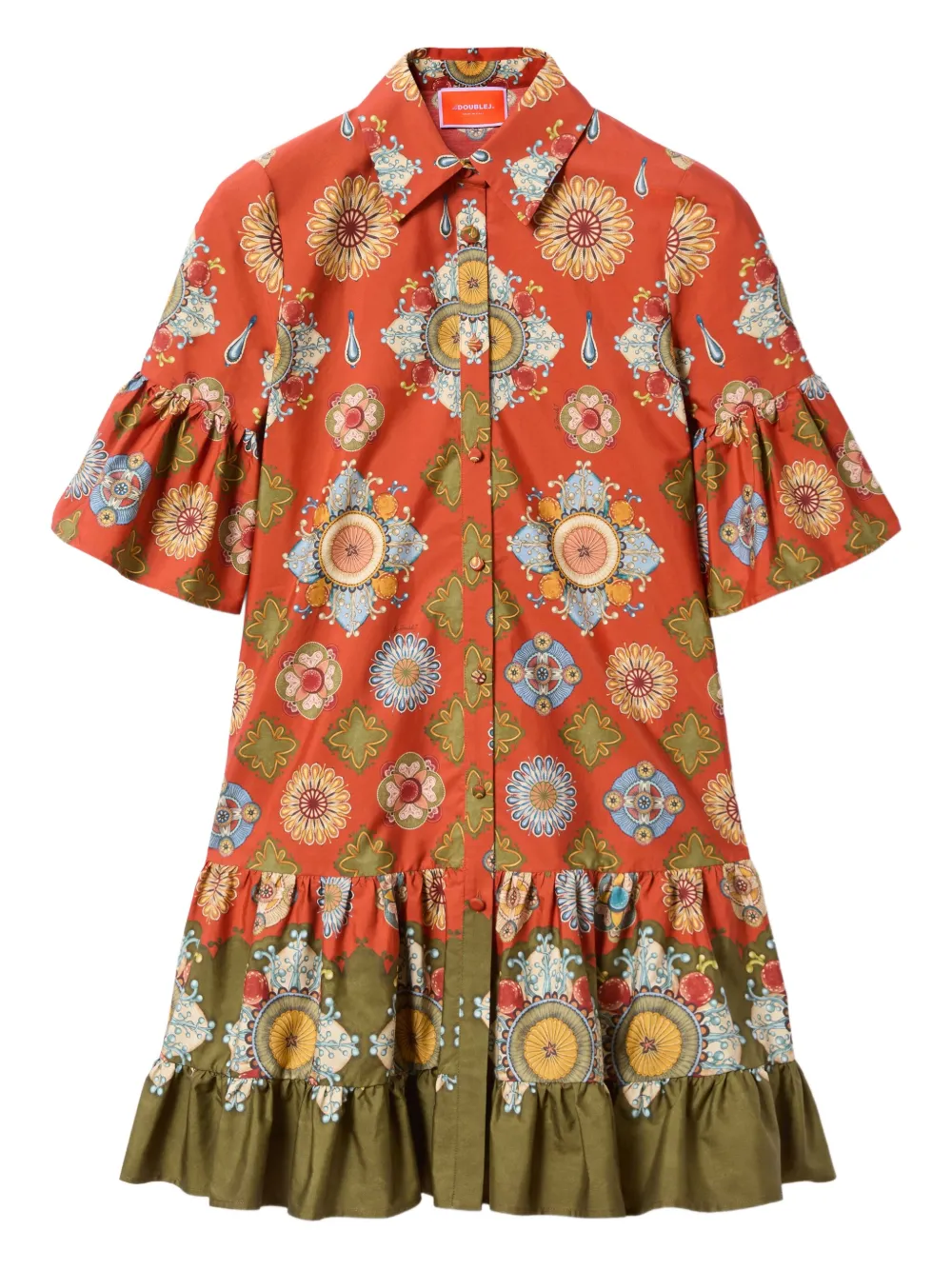 La DoubleJ Jurk met bloemenprint en ruches Rood