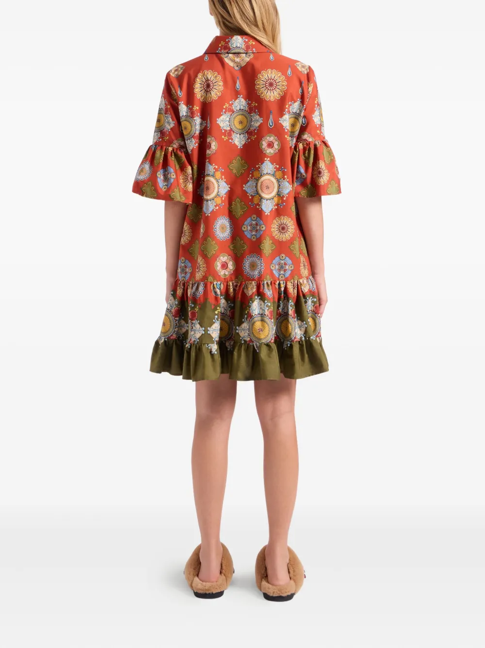La DoubleJ Jurk met bloemenprint en ruches Rood