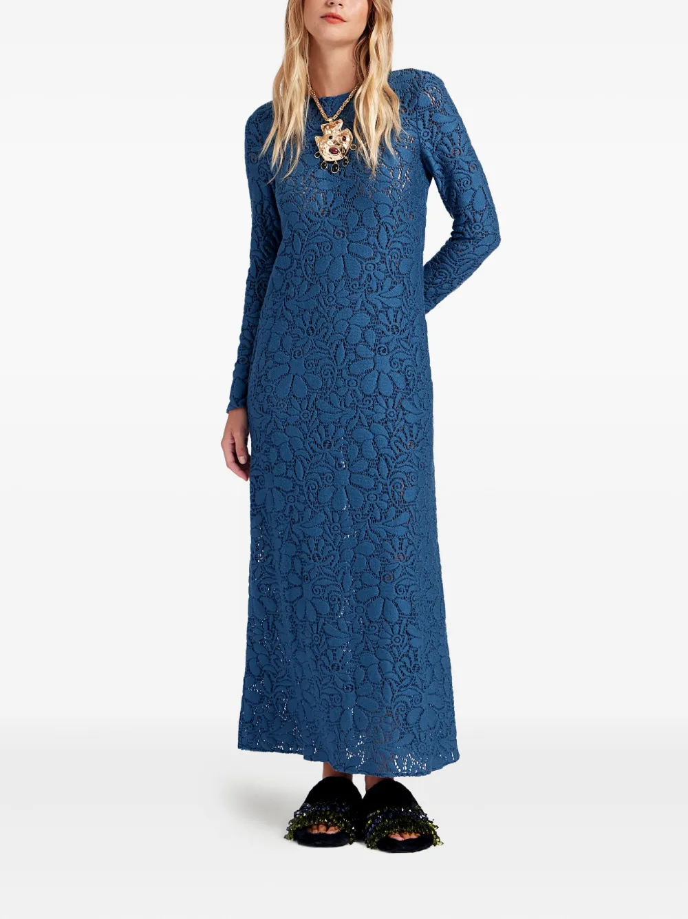 La DoubleJ Maxi-jurk met lange mouwen - Blauw