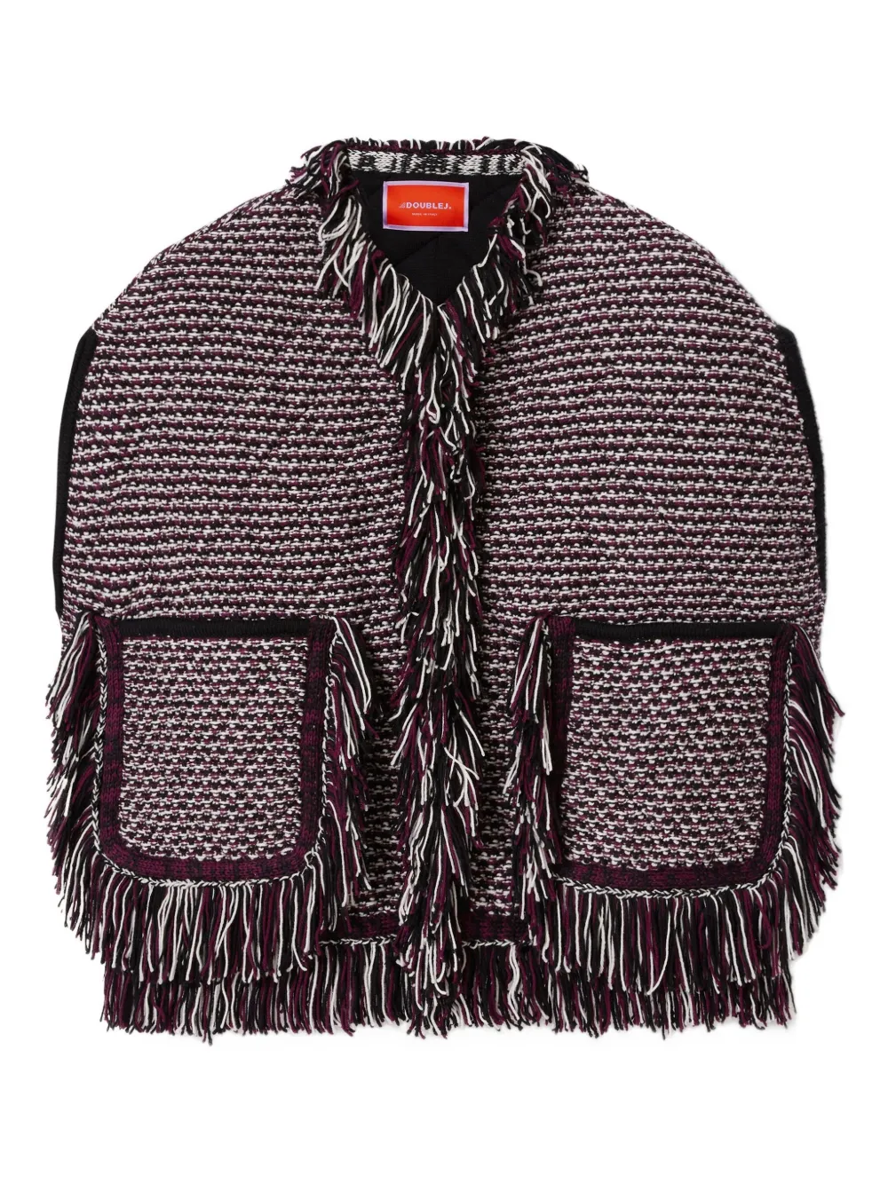 La Doublej Camelia Fringed-tim Cape In Black