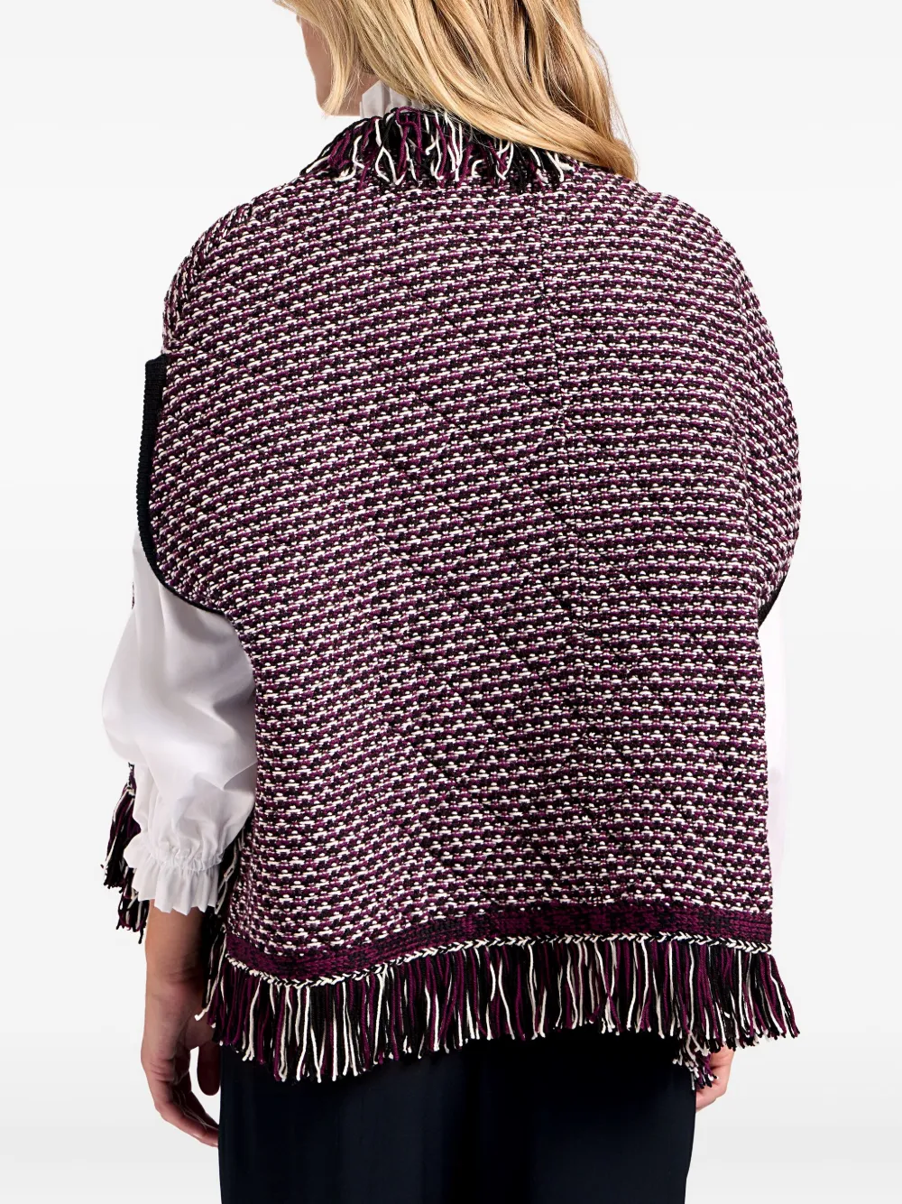 La Doublej Camelia Fringed-tim Cape In Black